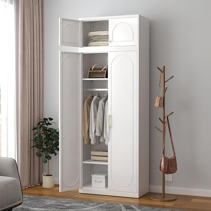 SteeLoong Wall Storage Cabinet,White Metal Bathroom Wall Mounted Cabinet,15 Inch Armoire Wardrobe Closet Storage Cabinets for Basement,Livingroom Home Office