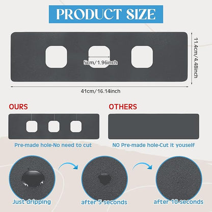 Tioncy 2 Pcs 3 Hole Faucet Mat for Kitchen Sink Kitchen Faucet Absorbent Mat