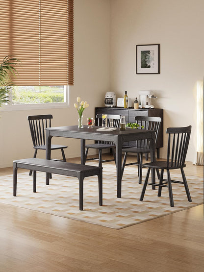 MU RONG Dining Bench, Wood Bench Solid Oak Wooden Bench Indoor Dining Room Table Home Bedroom Bed End Restaurant Modern Hallway Furniture (Black, 72" W x 13.8" D x 17.7" H)