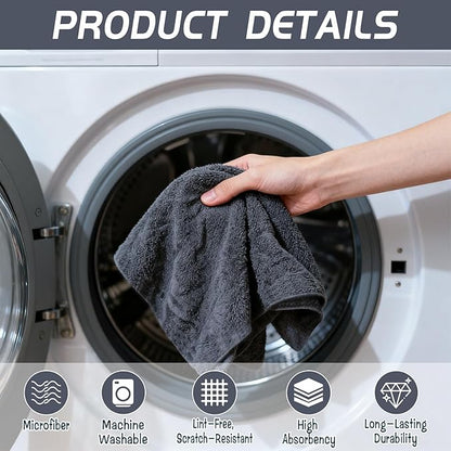 4 Pack Extra Large Microfiber Cleaning Cloths 20"x30", Lint-Free Reusable Towels