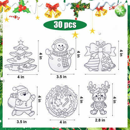 AUEKIV Christmas Suncatcher Kit 30 Sets Christmas Sun Catcher Window Paint Art DIY Craft Kits Santa Snowman Snowflake Reindeer Suncatchers Decoration for Classroom Holiday Home Party Activity Project