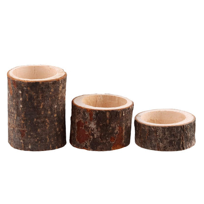 MAHIONG 30 Pack Tea Light Candle Holders, 3 Sizes Rustic Wooden Votive Tealight Holders Set for Table Centerpiece, Wedding Party, Home Decor