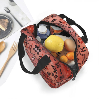 Poacnip Boho Farmhouse Oriental Traditional Moroccan Style Insulated Lunch Bag Portable Reusable Lunch Box Thermal Cooler Tote Bag With Pockets For Women Men Work Office Picnic Travel
