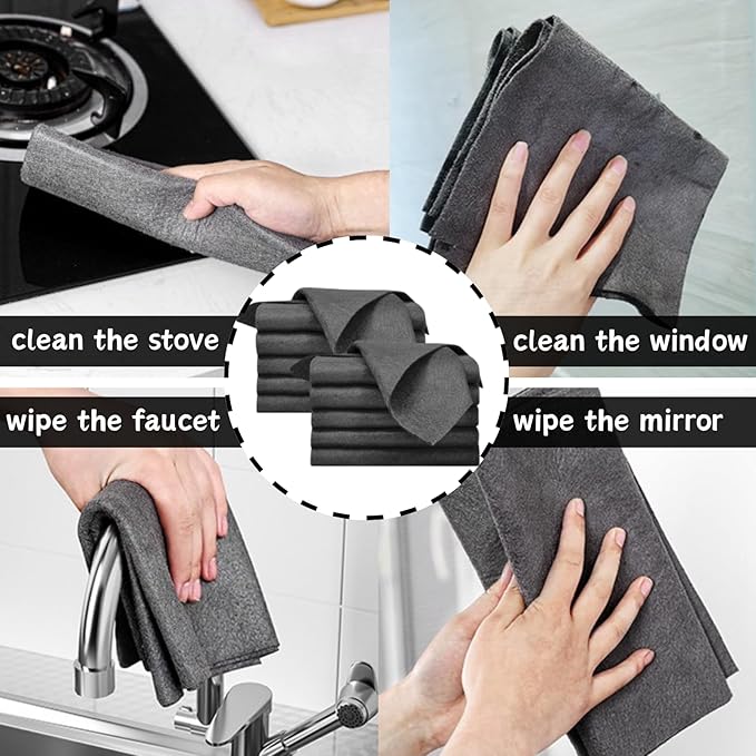 10PCS Thickened Magic Cleaning Cloth, Absorbent Magic Cleaning Glass Cloth