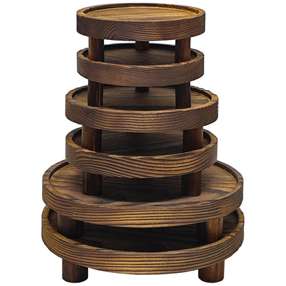 QZV 6 PCS 5/6/8 Inch Wooden Risers for Display Wood Pedestal Stand Round Mini Tray Stand Rustic Riser Tray Tiered Tray Decor for Party, Wedding, Birthday, Baby Shower,Home Décor