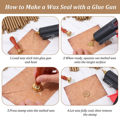 HANLANXUE 50 Pcs Gold Sealing Wax Sticks, Wax Seal Sticks for Wax Seal Stamp, Glue Gun Sealing Wax Sticks for Wedding Invitations, Letter, Envelope, Christmas, Cards and Crafts (Antique Gold)