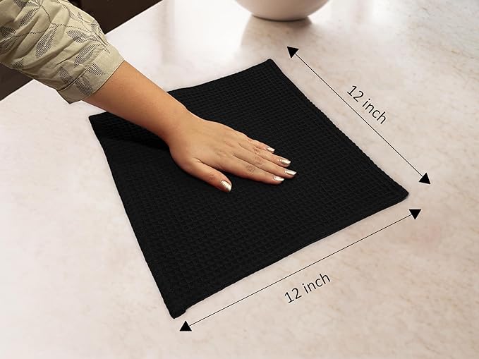 Encasa XO' Waffle Weave Face & Hand Towels – 12"x12", Kitchen & Travel – Small