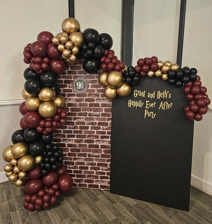 Burgundy and Gold Balloon Arch Kit, 162pcs Different Sizes with Burgundy Black Chrome Gold Confetti Balloons for Graduation Ceremony Prom Anniversary Wine Birthday Party Decorations