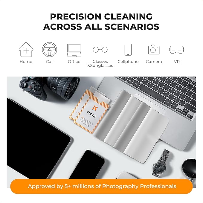 K&F CONCEPT 2 Pack Lens Cleaning Cloth | Microfiber Cleaning Cloth | Glasses
