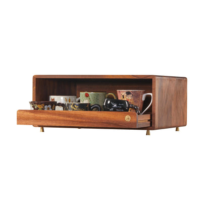 KAOTGOT Wooden Coffee Station Storage Rack with Drawers - Cup Rack and Coffee Machine Stand, Kitchen Counter Coffee Bar Storage Rack, Desktop Stand