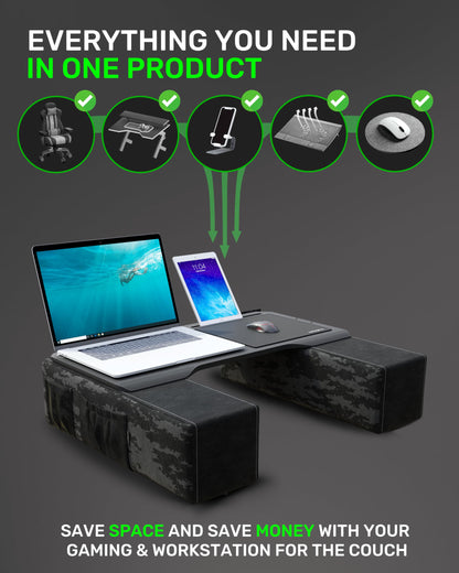 Couchmaster CYBOT, Premium Ergonomic Lap Desk for Notebooks, Sustainable Bamboo Construction, Kevlar Cushion Front, Ventilated Design, Fits Up to 17-Inch Laptops