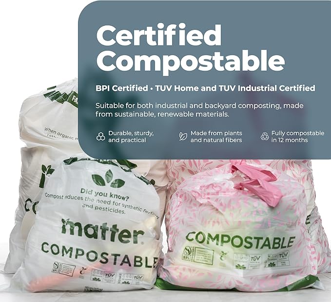 Matter Compostable Variety Pack 3 Gallon and 13 Gallon Kitchen Trash Bags