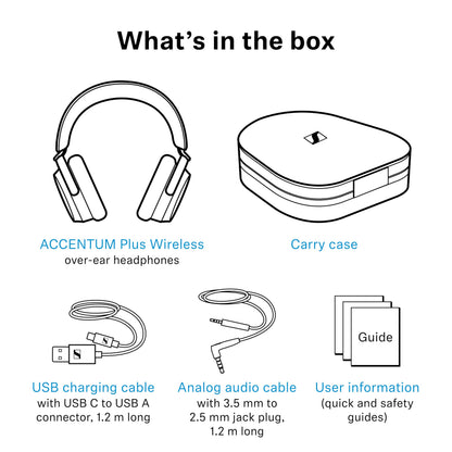 Sennheiser ACCENTUM Plus Wireless Bluetooth Noise Cancelling Headphones - Quick-Charge Feature, Up to 50HR Playtime, Adaptive Hybrid ANC, for Traveling, School & Work, White