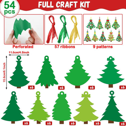Qyeahkj 129 Pcs Christmas Tree DIY Ornaments Craft Kit for Christmas Hanging Art Project Paper Ornaments Making Crafts for Xmas Party Favors, 9 Styles