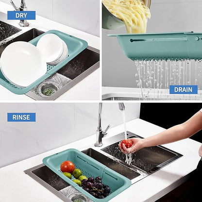 LASSHSWA Collapsible Colander for Kitchen, Over the Sink Strainer Basket for