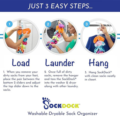 Sock Laundry Solution for Washing Drying & Storing Socks in Pairs, Clip & Hold