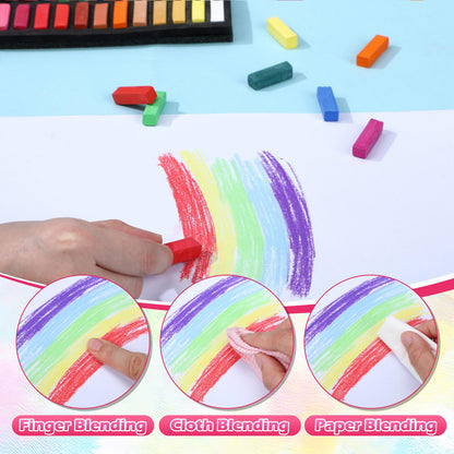 Watersay 432 Pcs Soft Chalk Pastels Set of 24 Colors Bulk 1.18 Inches Square Dry Artist Chalk Pastel Sticks for Office Art Drawing Painting Professional Art Supplies Kit