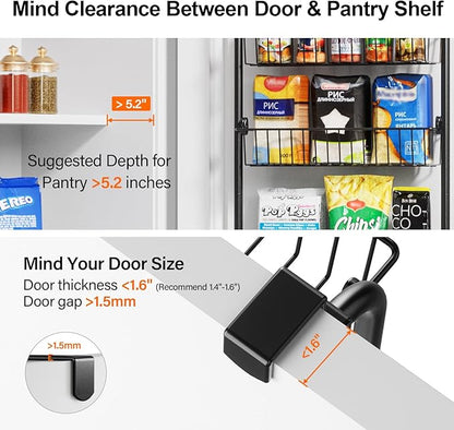 Delamu Over the Door Pantry Organizer, 6-Tier Metal Pantry Door Organization