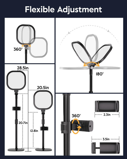 Video Conference Lighting for Zoom Meeting, Ring Light for Desk with Flexible Stand, 30 Light Modes Zoom Lighting for Computer, Desk Ring Light & Memory Function for Video Calls, Live Stream, Webcam