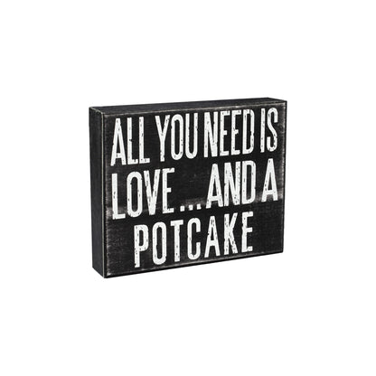 JennyGems Potcake Dog Gifts, All You Need Is Love and a Potcake Rustic Wooden Sign, Shelf Decor and Wall Hanging