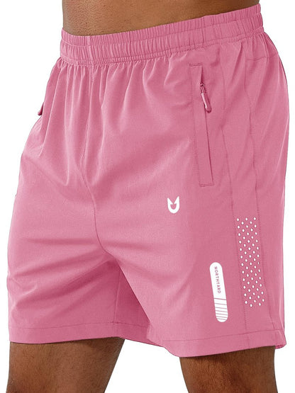 NORTHYARD Men's Athletic Running Shorts Gym Workout 7"/9"/5" Quick Dry Lightweight Sports Basketball Tennis 3 Zipper Pockets POWDERPINK-5inch 3XL