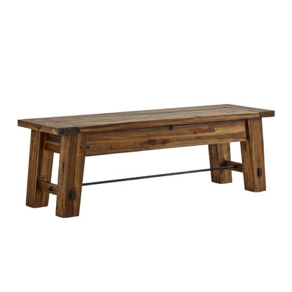 Alaterre Furniture Durango 60 Inch Solid Wood Entryway Organizer - Modern Farmhouse Bench with Metal Accent Bar for Entryway, Dining Room, Kitchen, or Bedroom (Natural)