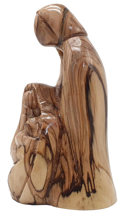 Zuluf Olive Wood Holy Family Nativity 4.9" - Hand Carved Mary Joseph Baby Jesus Figurines Christmas Scene Holy Land HOF050