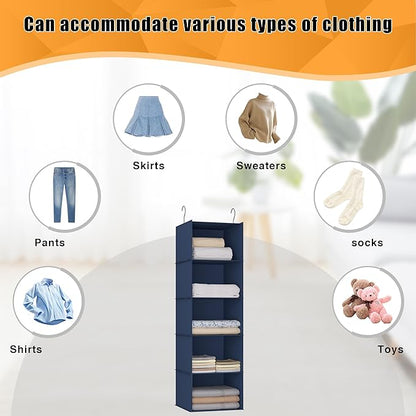 Hanging Closet Organizer and Storage 5-Shelf, Easy Mount Foldable Hanging