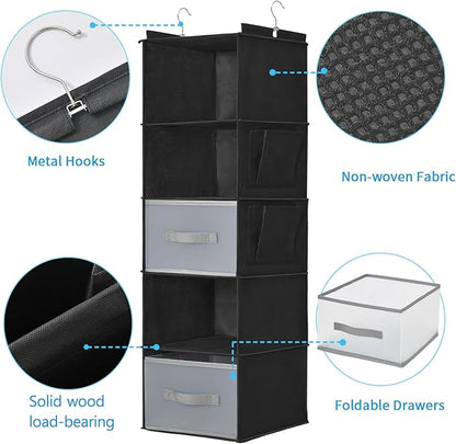 5-layer suspended fabric shelf organizer, equipped