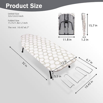 SheeChung Small Tabletop Ironing Board 32" Lx12 W, Folding Ironing Board