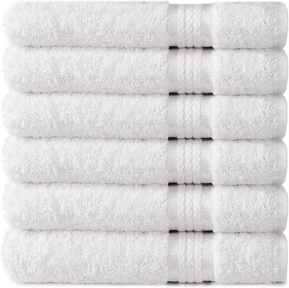 Cotton Craft Ultra Soft 6 Pack Hand Towels 16x28 White Weighs 6 Ounces Each