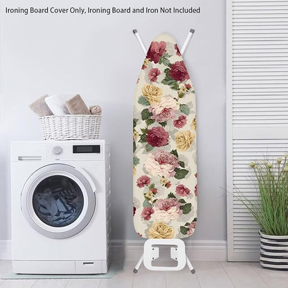 Flower Heavy Duty Ironing Board Cover and Pad Stretch Thick Padding Scorch &