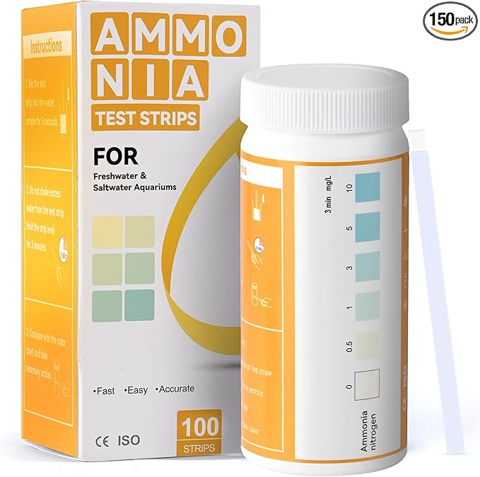 AAwipes Ammonia Test Strips for Fish Tank Aquarium Test Strips Aquarium Water Test Kit Freshwater Fish Tank (150)