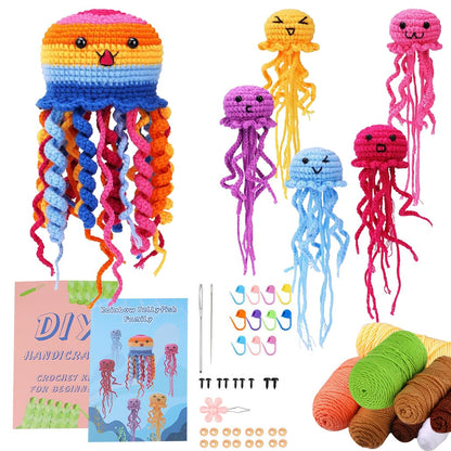 KyeeaDIY Crochet Kit for Beginners, Crochet Starter Kits, Animal Knitting Crocheting Kits with Step-by-Step Video Tutorials, Complete Crochet Kit for Adults Decoration (Jellyfish)