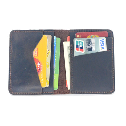 Handmade Distressed Men's Minimalist Leather Wallet Card Holder Wallets for Gifts Dark Brown style1