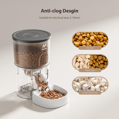 IMIPAW Automatic Cat Feeders, 3L Timed Cat Dry Food Dispenser, Dual Power Supply, Programmable Portion Size, Auto Pet Feeder for Cats and Small Dogs