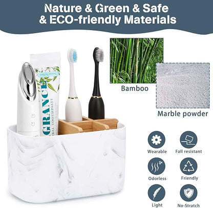 Toothbrush Holders for Bathrooms, 5 Slots Bamboo Toothbrush Holder Kids