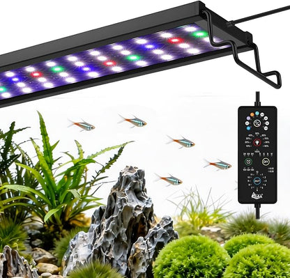 AQQA Aquarium Plant Light Full Spectrum LED Fish Tank Light IP68 Waterproof with 24/7 Natural Mode & DIY RGBW Mode, 9 Colors & 10-Level Brightness Adjustable, 6 Timer Settings for 32"-40" Tank (30W)