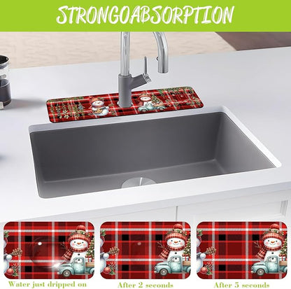 Chrismas Sink Faucet Absorbing Mat Christmas Sink Splash Guard Drying Mat