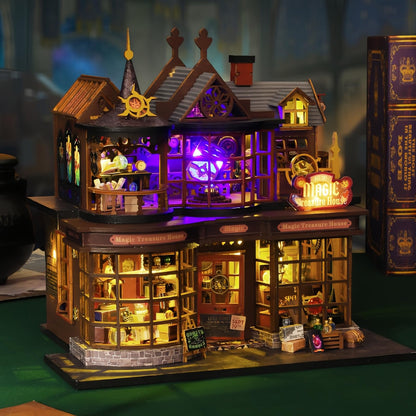 Foyucool Miniature House Kit, Tiny House Kit with Light, DIY Mini House Building Kits for Adults to Building, Unique Gift for Birthday Christmas, Treasure House