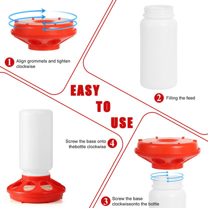 7PCS Chick Feeder and Waterer Kit with Wooden Perch,Baby Poultry Starter Set with Chick Perch for Small Poultry Chicks Ducks Quail Pigeons Birds(Red Chick Feeder Waterer Kit)