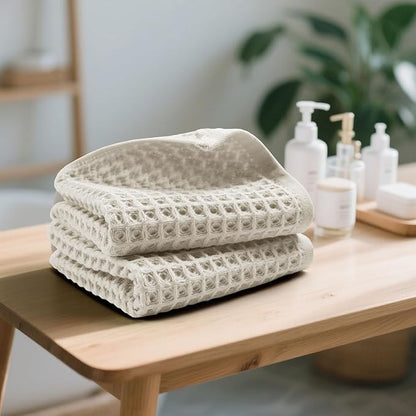 Jacquotha Waffle Hand Towels 2-Piece – Cotton, Quick Dry, Lint Free, 13” x 29”