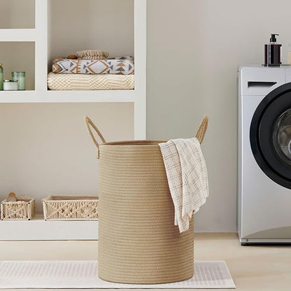 VIPOSCO Large Laundry Hamper, Tall Woven Rope Storage Basket
