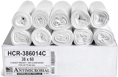 Aluf Plastics High Density Trash Bags, 60 Gallon, 14 Micron,