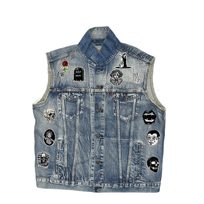 20 PCS Goth Iron On Patches Gothic Punk Cool Skull Rose Sew On Applique Embroidered Patches for Backpacks Pants Clothes Jeans Vests DIY Decoration Bags Hat Jackets Coat Uniforms Dress
