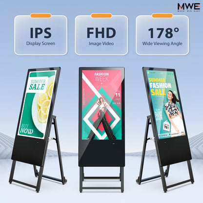 QIXZOCV MWE 32 Inch Digital Signage Display, Portable LCD Digital Kiosk, Advertising Display Poster, Android Kiosk with Auto Media Player, HDMI/USB