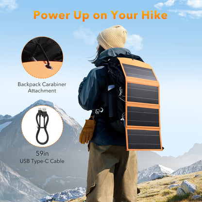 SOLUPUP Solar Panels 30W Portable Foldable Solar Charger with 5V USB-A and USB-C Fast Charging Compatible with iPhone, iPad, Samsung, Power Banks, IPX5 Waterproof Perfect for Camping, Hiking, Outdoor
