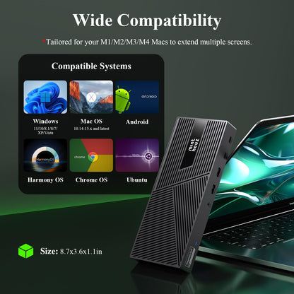 Minthouz DisplayLink Docking Station Triple Monitor 4K@60Hz, 14-in-1 USB C Dock for MacBook Dell HP Lenovo, 160W Adapter,100W PD Charging for Thunderbolt 5/4/3, 3HDMI,2DP, 6 USB A/C, LAN, Audio