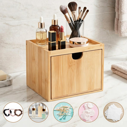 Bamboo Disposable Face Towel Holder Bamboo Towel Container Facial Towels-Container Box with Drawer Wooden Clean Towels XL-Containers with Drawer for Bathroom, Makeup Remover