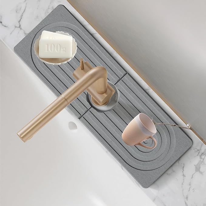 Sink Faucet Mat Splash Guard, Stone Quick Dry Faucet Mat